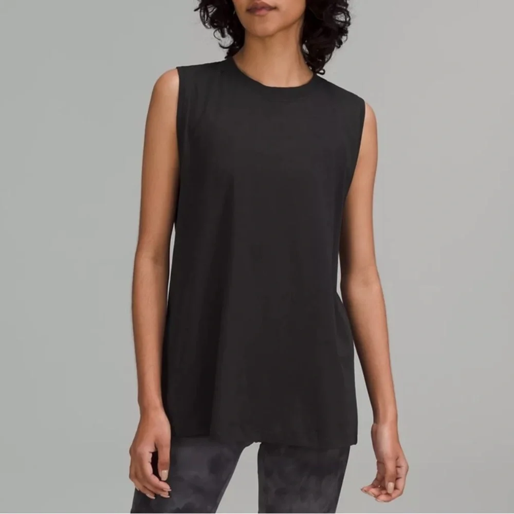 Lululemon All Yours Boyfriend Tank Top Size 6 Black Pima Cotton